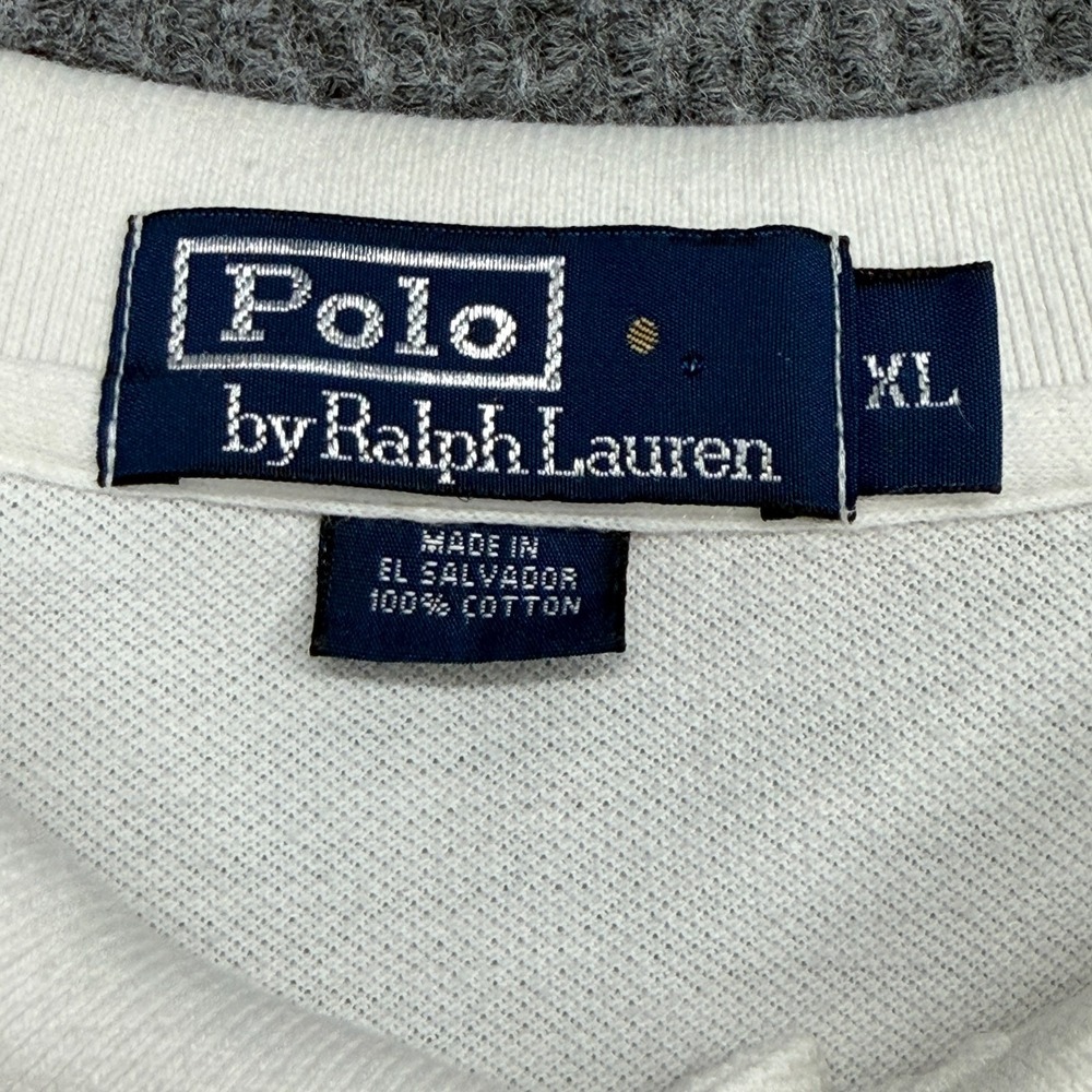 Vintage Polo Ralph Lauren Long Sleeve Polo Shirt  Mens XL White Pony Logo Cotton - Picture 3 of 10